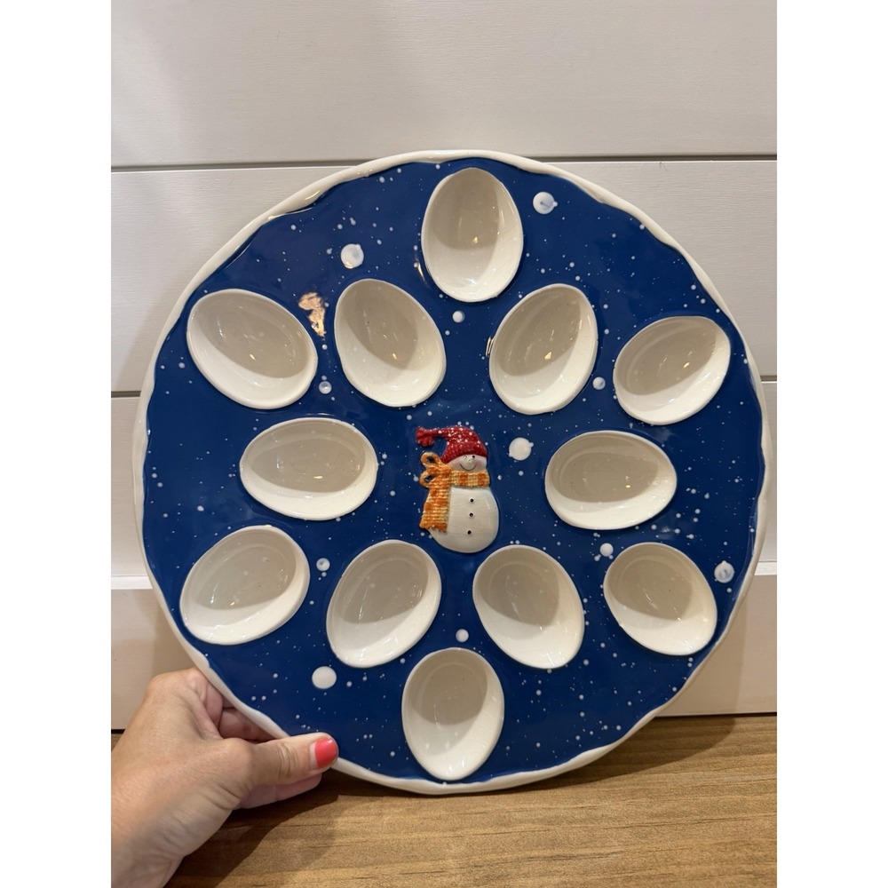 St. Nicholas Square SNOW DAYS Round 12-Slot Deviled Egg Serving Platter